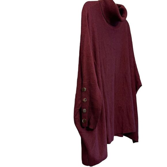 Survival Poncho Womens Medium Sweater 3/4 Sleeve Detail Turtleneck - Picture 2 of 5